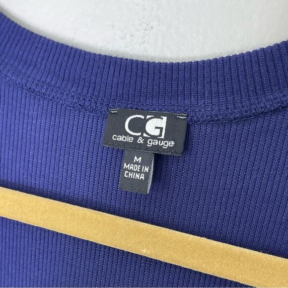 CABLE & GAUGE Blue Ribbed Button Front Long Sleeve Long Cardigan Size Medium - Picture 6 of 6
